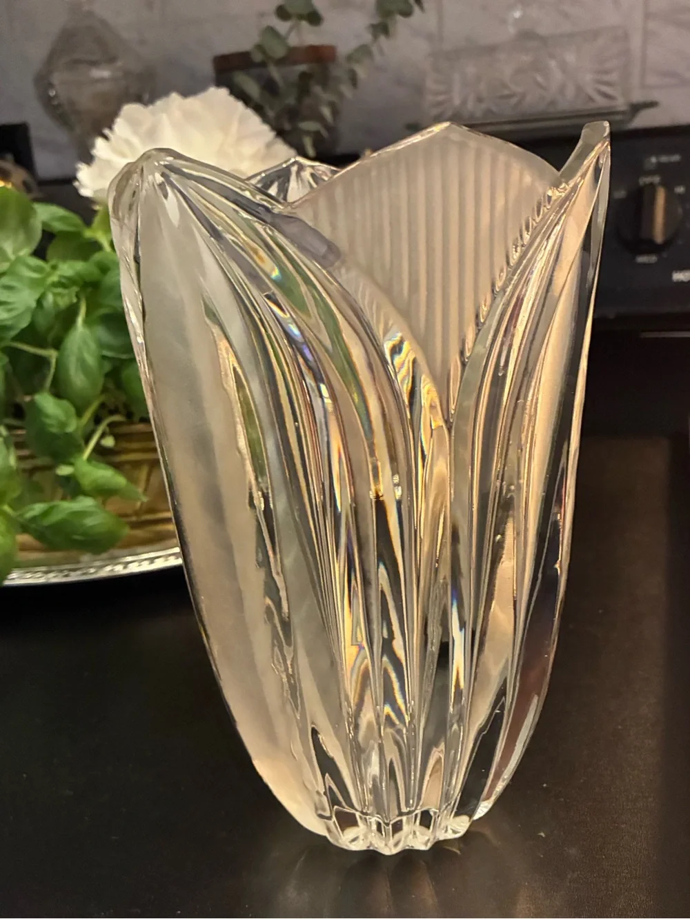 Vintage Avitra Designs Crystal Tulip Vase | Frosted Etched | MCM Modern Decor - Picture 5 of 8